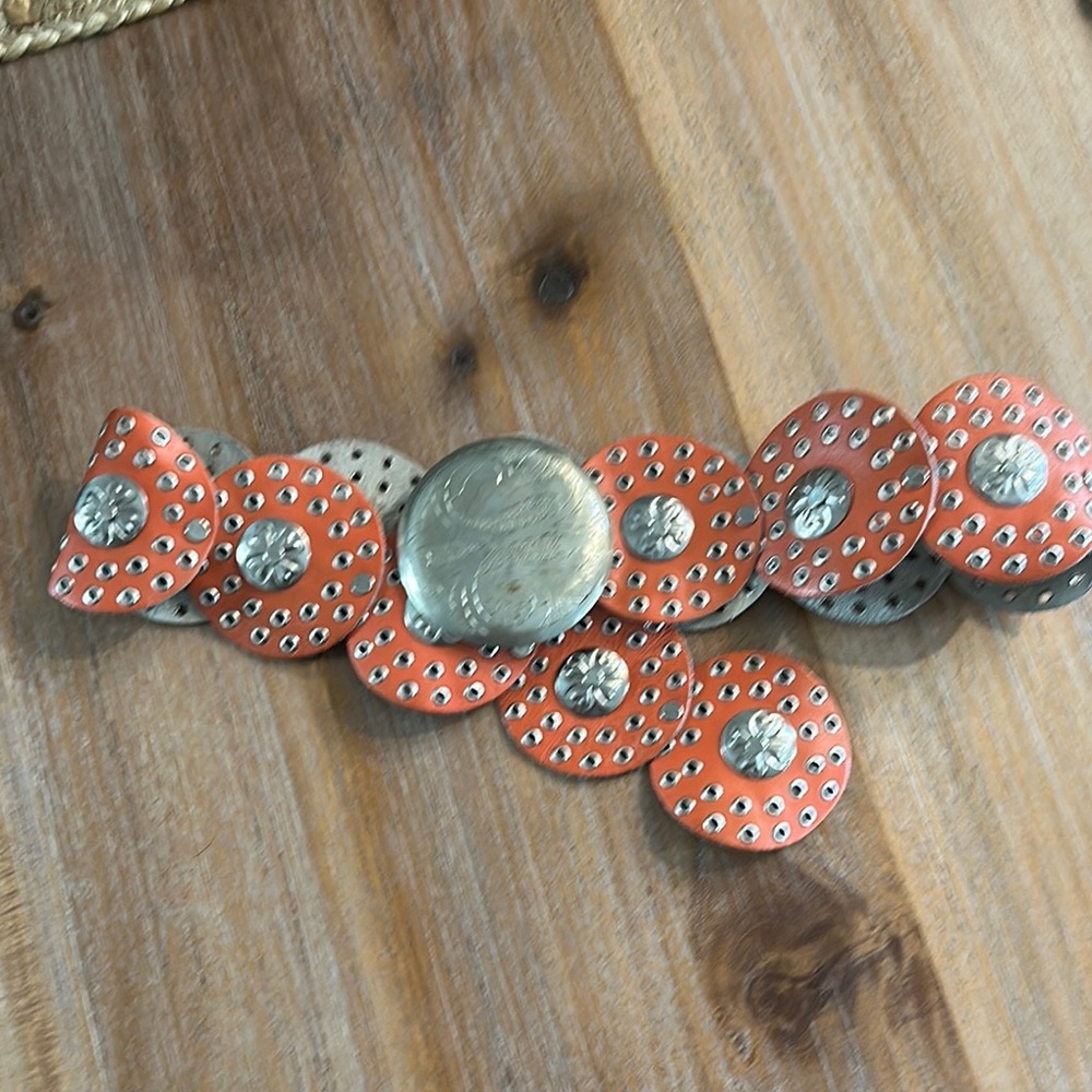 Orange Moroccan Disc Bohemian Tribal Leather Belt